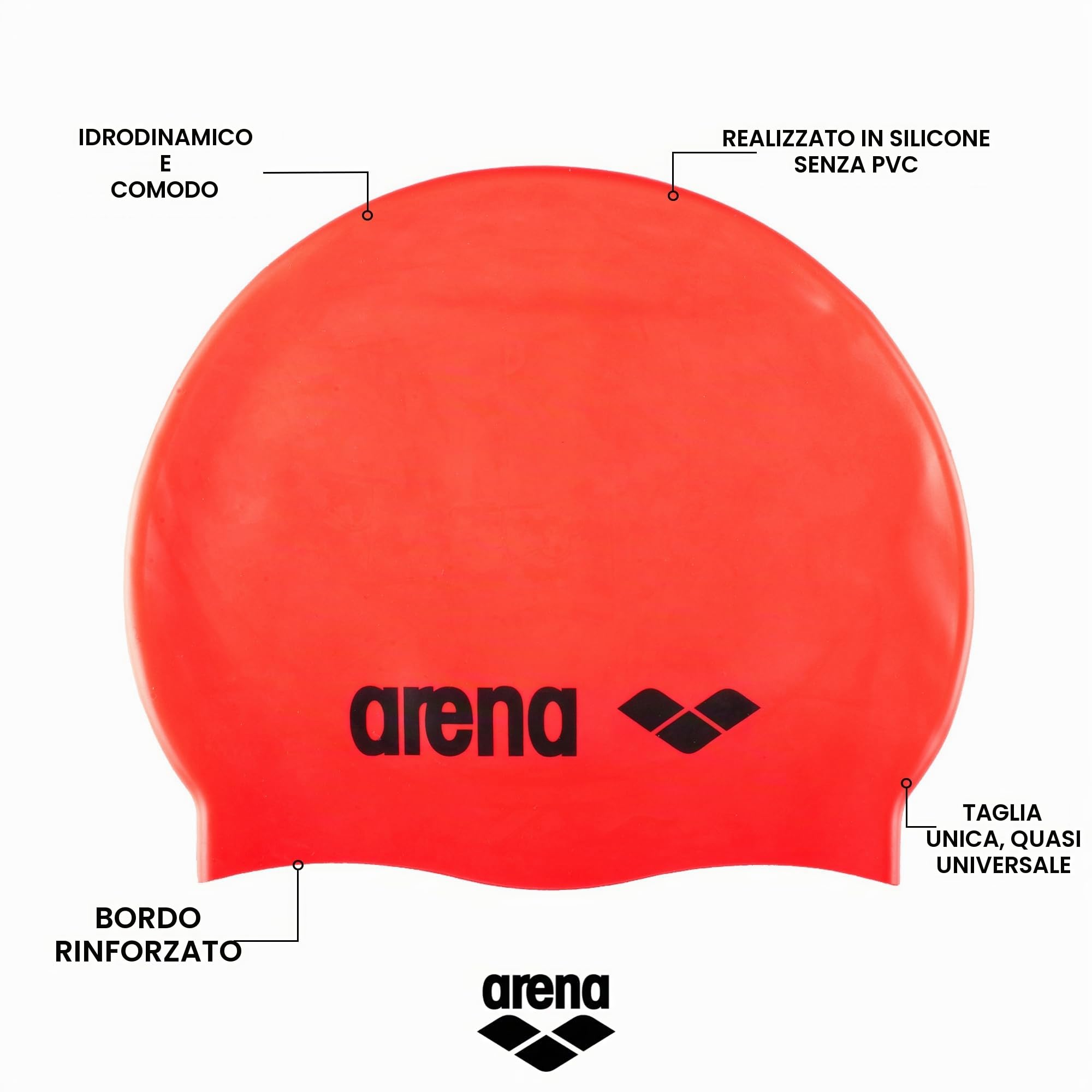 arena-silicone-classico-cuffia-da-nuoto-in-silicone-unisex-per-piscina-e-mare image 2