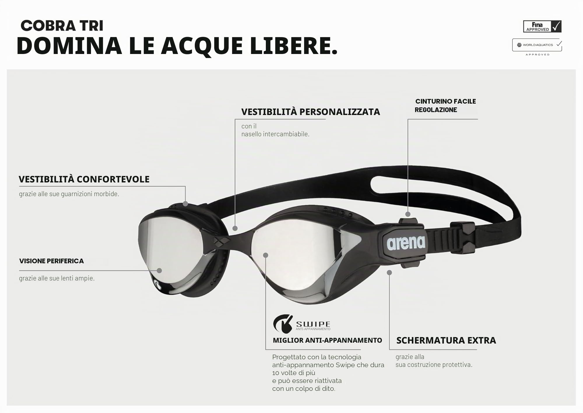 arena-cobra-tri-swipe-mirror-occhialini-triathlon-unisex-adulto image 2