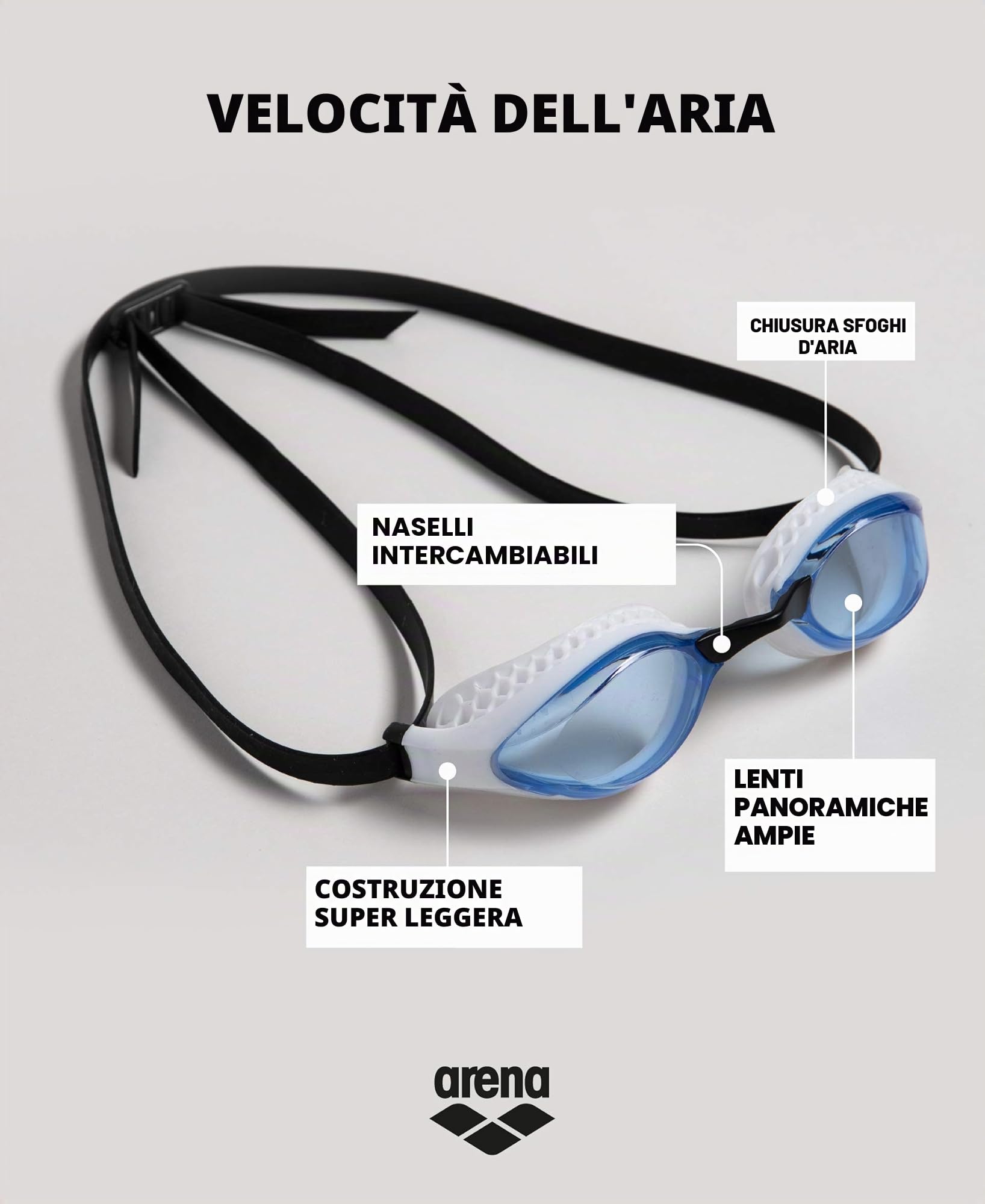 arena-air-speed-goggle-occhialini-nuoto-unisex-lenti-antiappannamento image 3