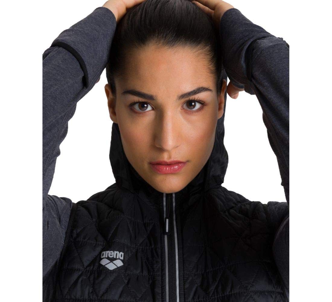 arena-w-padded-gilet-jacket-gilet-antivento-donna-imbottito-con-cappuccio-nero-t image 4