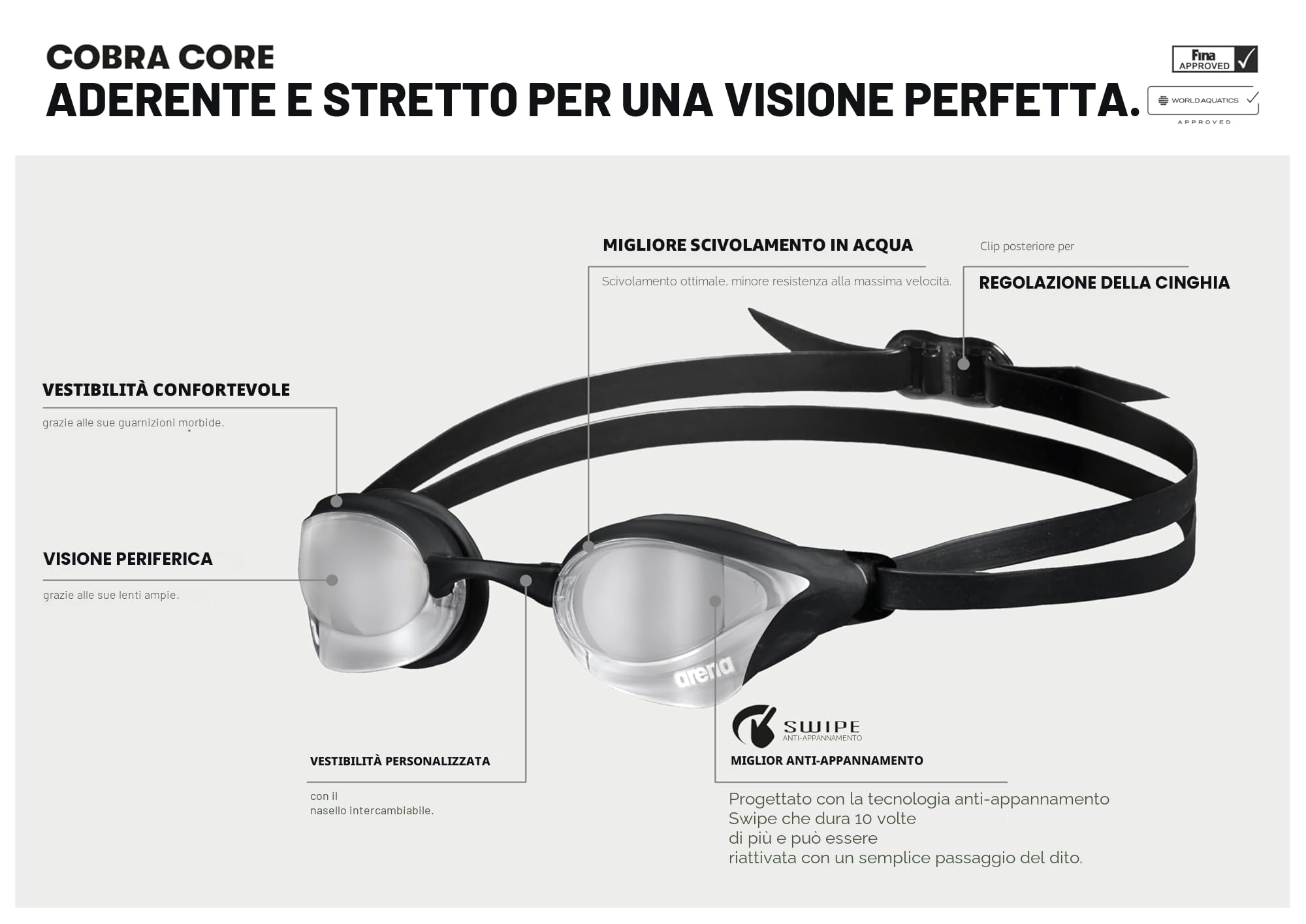 arena-cobra-core-swipe-mirror-occhialini-unisex-adulto image 2