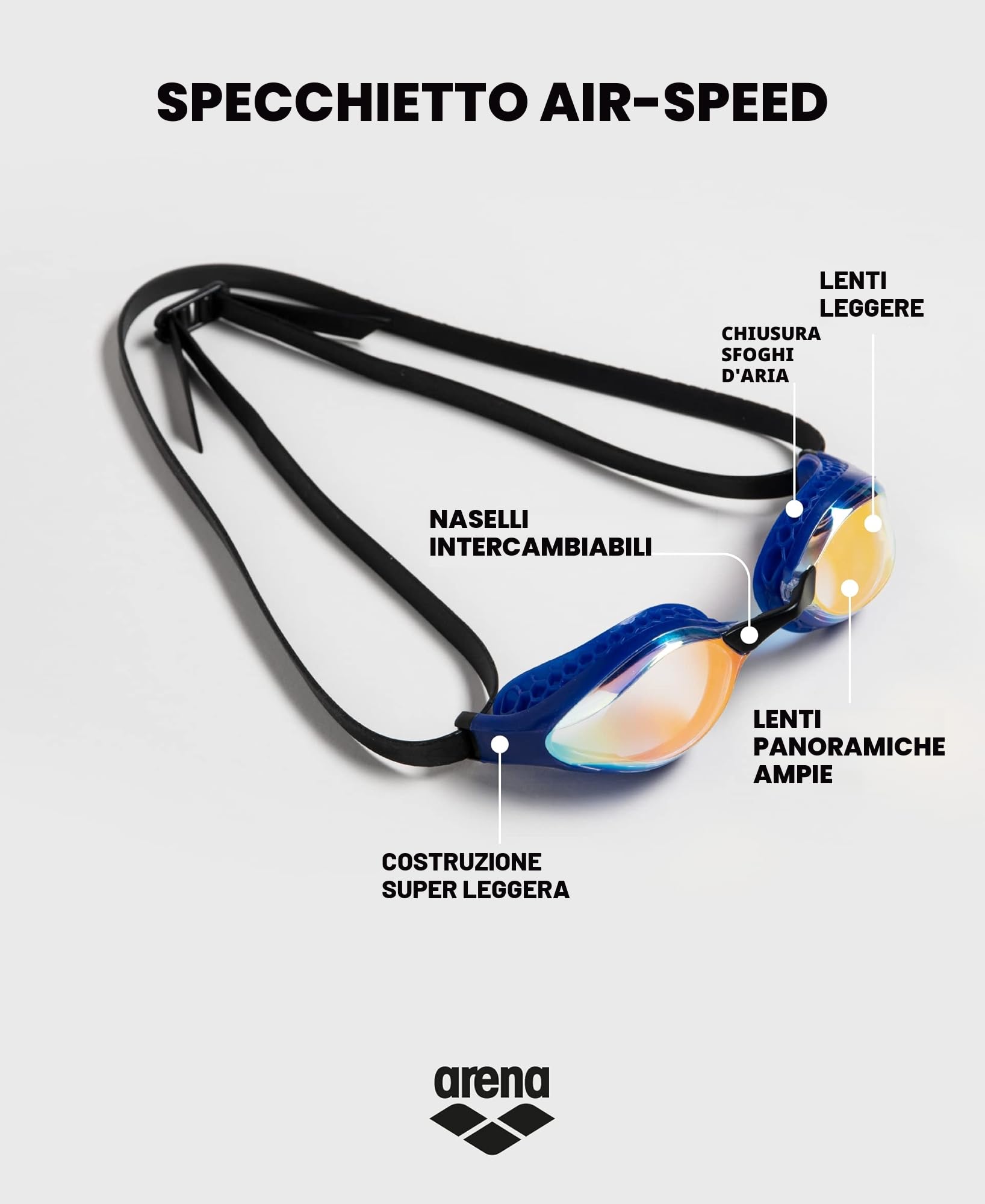 arena-air-speed-mirror-goggle-occhialini-da-nuoto-unisex image 3