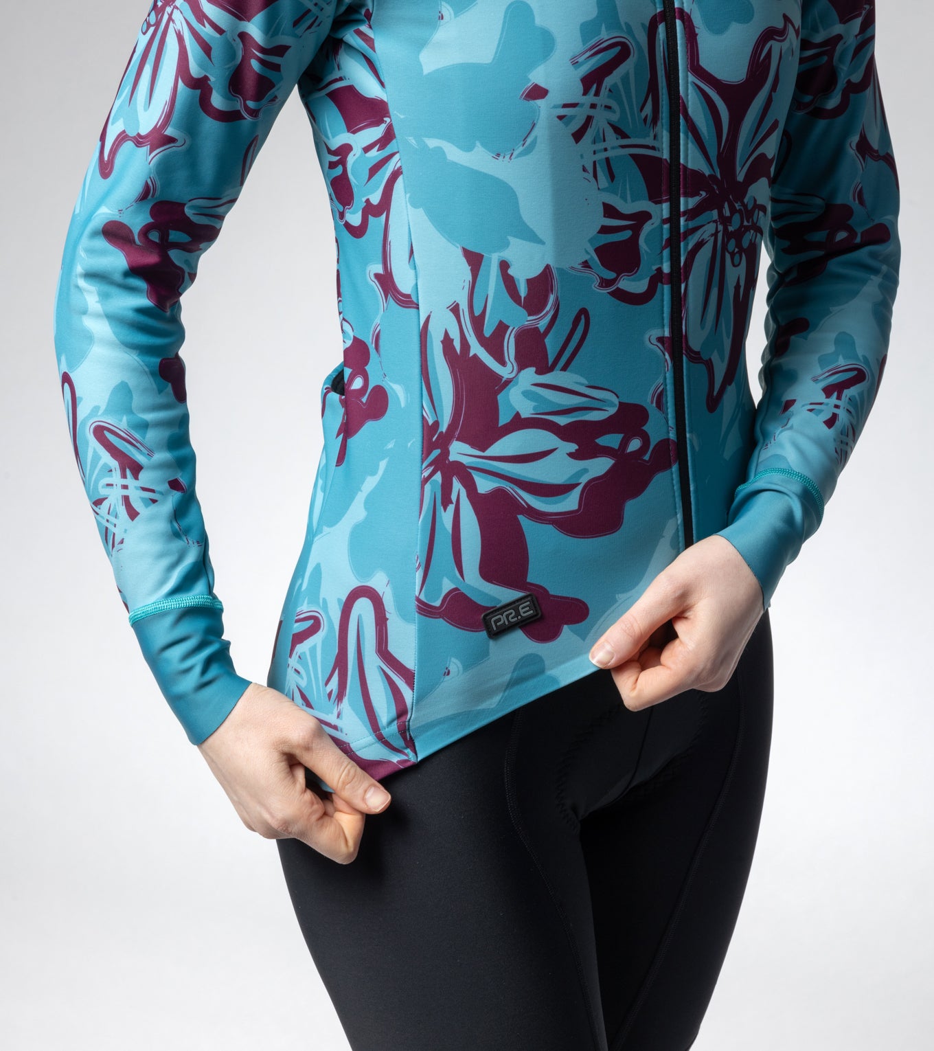 al-cycling-flower-maglia-manica-lunga-donna-jersey-invernale-con-tessuto-garzato image 3