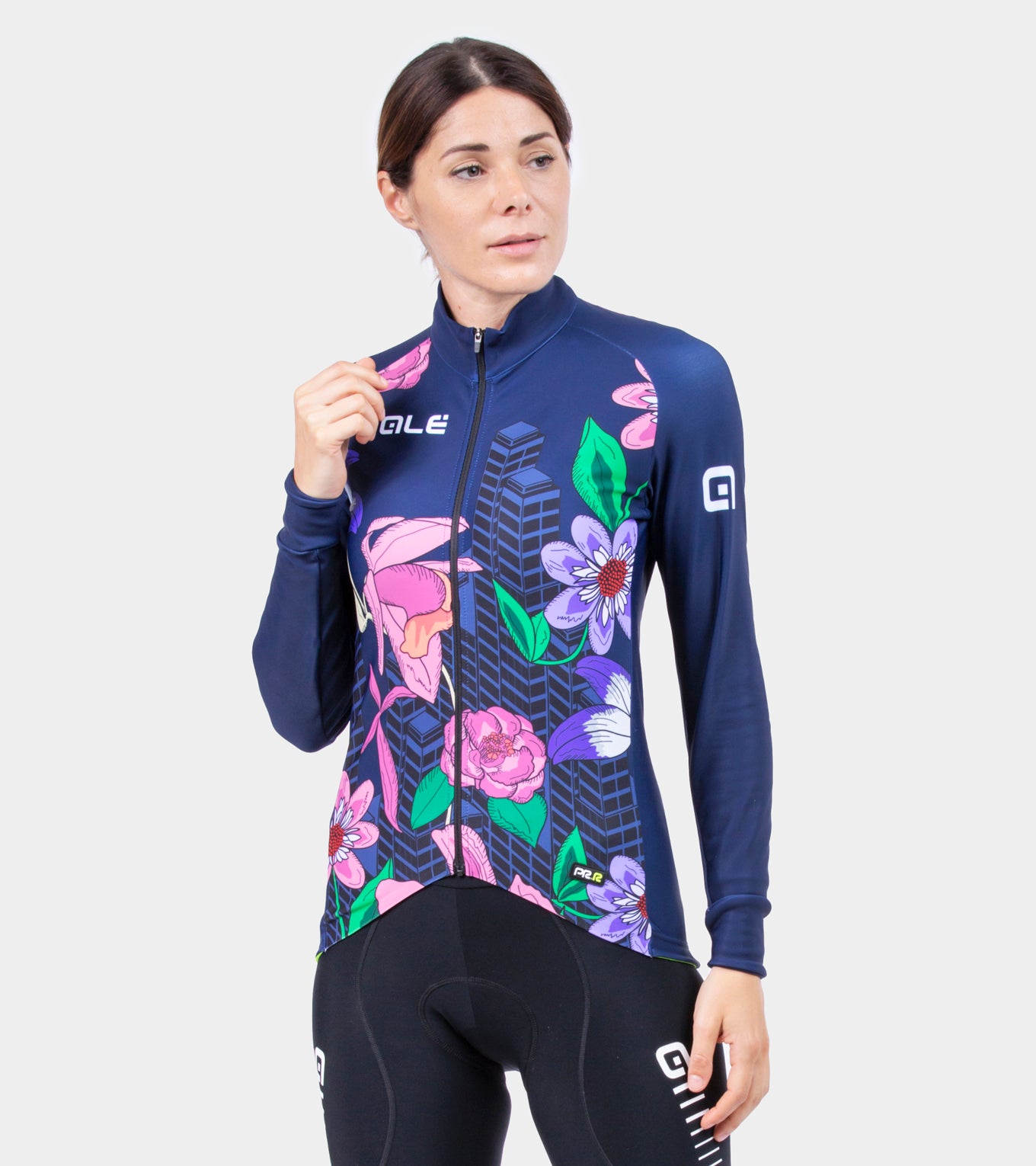 al-cycling-maglia-manica-lunga-donna-city-felpata-traspirante-fit-adherente image 1