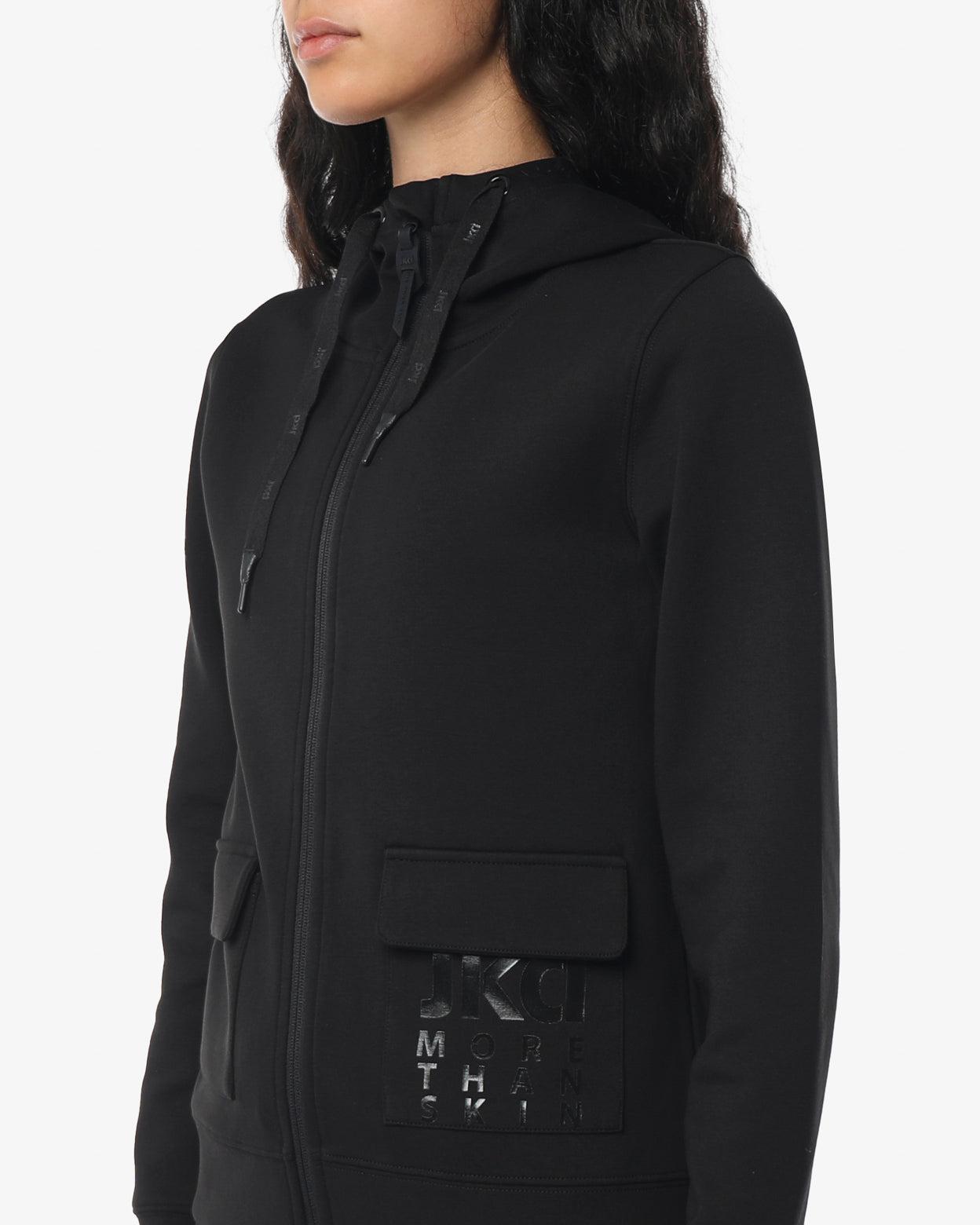 jaked-felpa-crop-full-zip-cappuccio-cargo-donna image 3