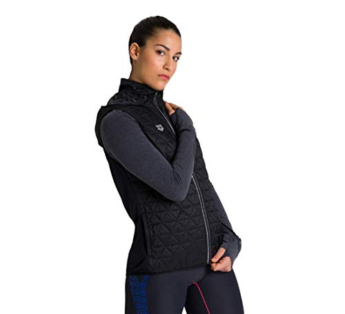 arena-w-padded-gilet-jacket-gilet-antivento-donna-imbottito-con-cappuccio-nero-t image 6