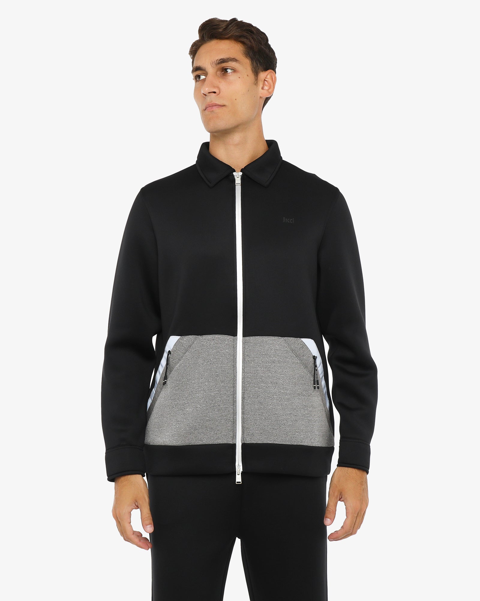 jaked-felpa-camicia-manta-ray-shacket-in-tessuto-scuba-con-zip image 2