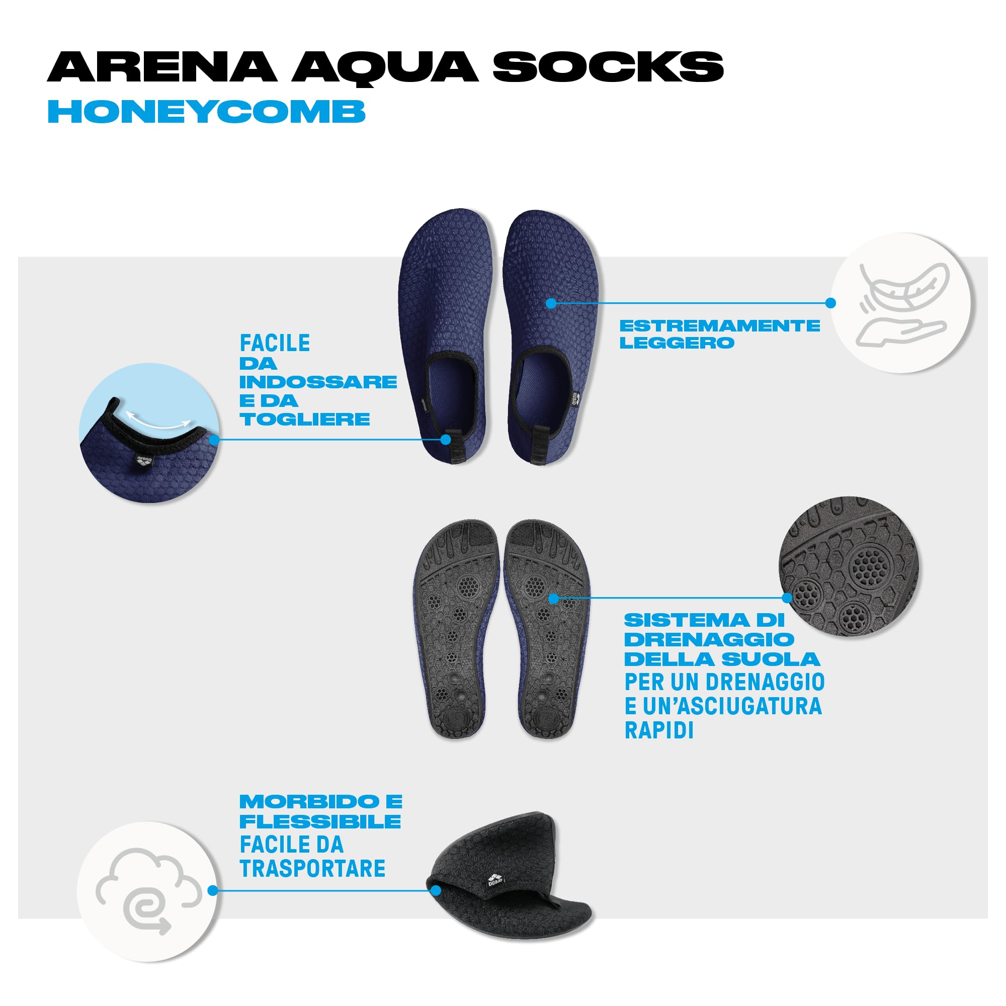 arena-aqua-socks-honeycomb-scarpette-da-scoglio-unisex-adulto image 4