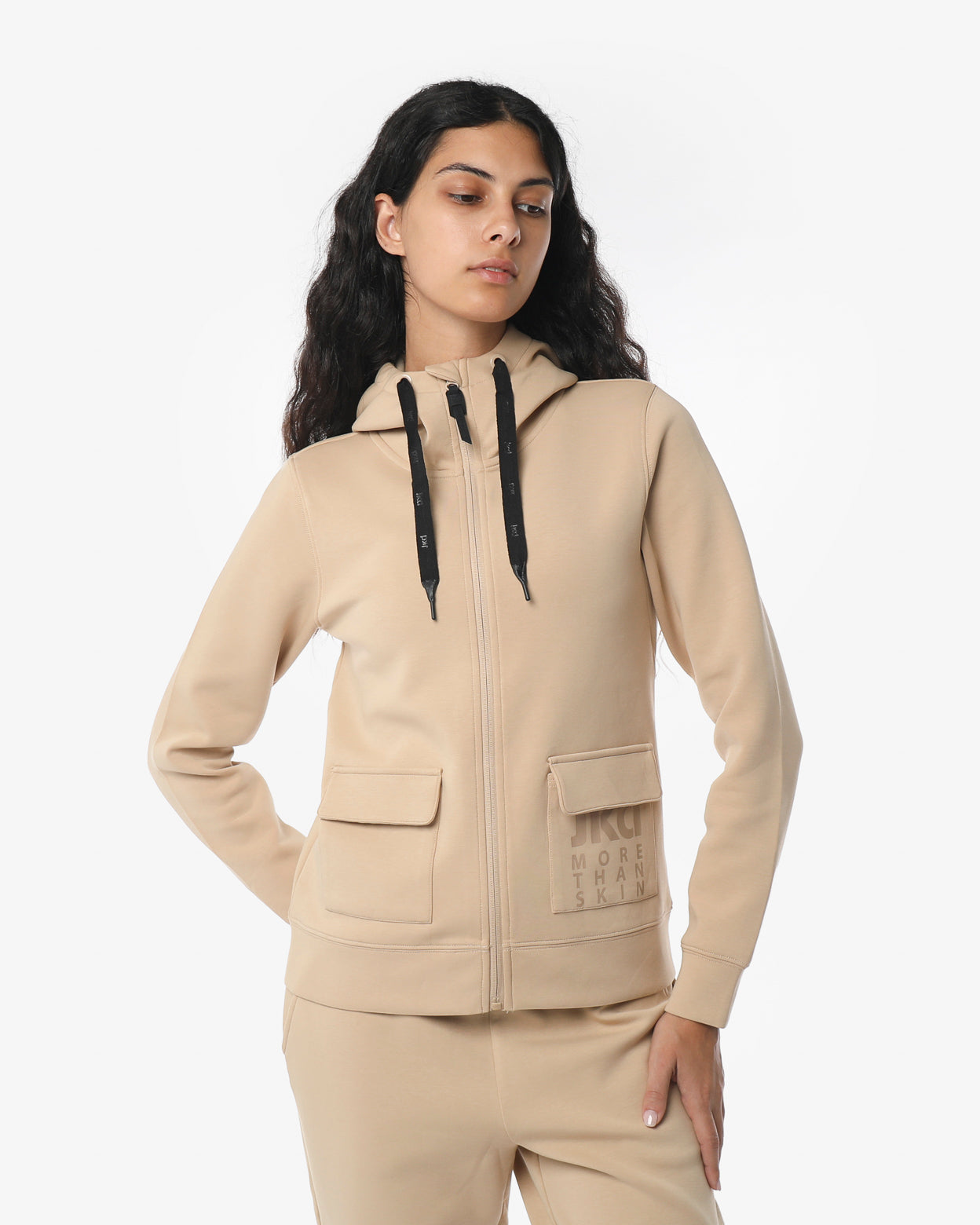 jaked-felpa-crop-full-zip-cappuccio-cargo-donna image 5