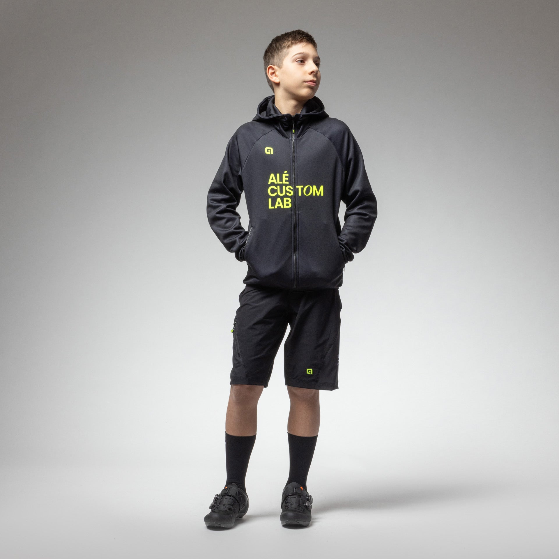 al-cycling-felpa-bambino-con-cappuccio-e-tasche-zip-felpa-felpata-per-bambini image 2