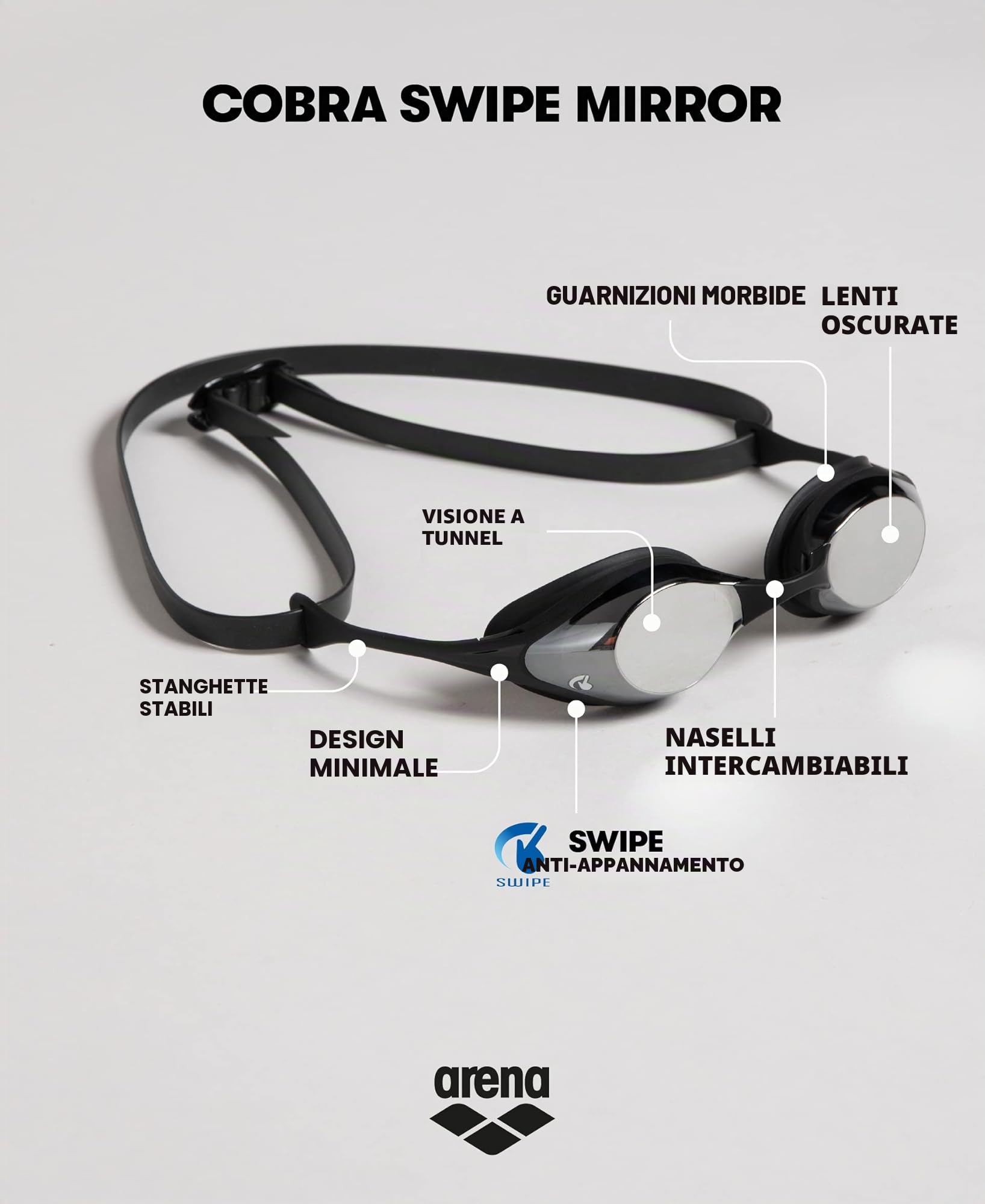 arena-cobra-original-swipe-occhialini-da-gara-con-lenti-a-specchio-e-anti-appann image 3