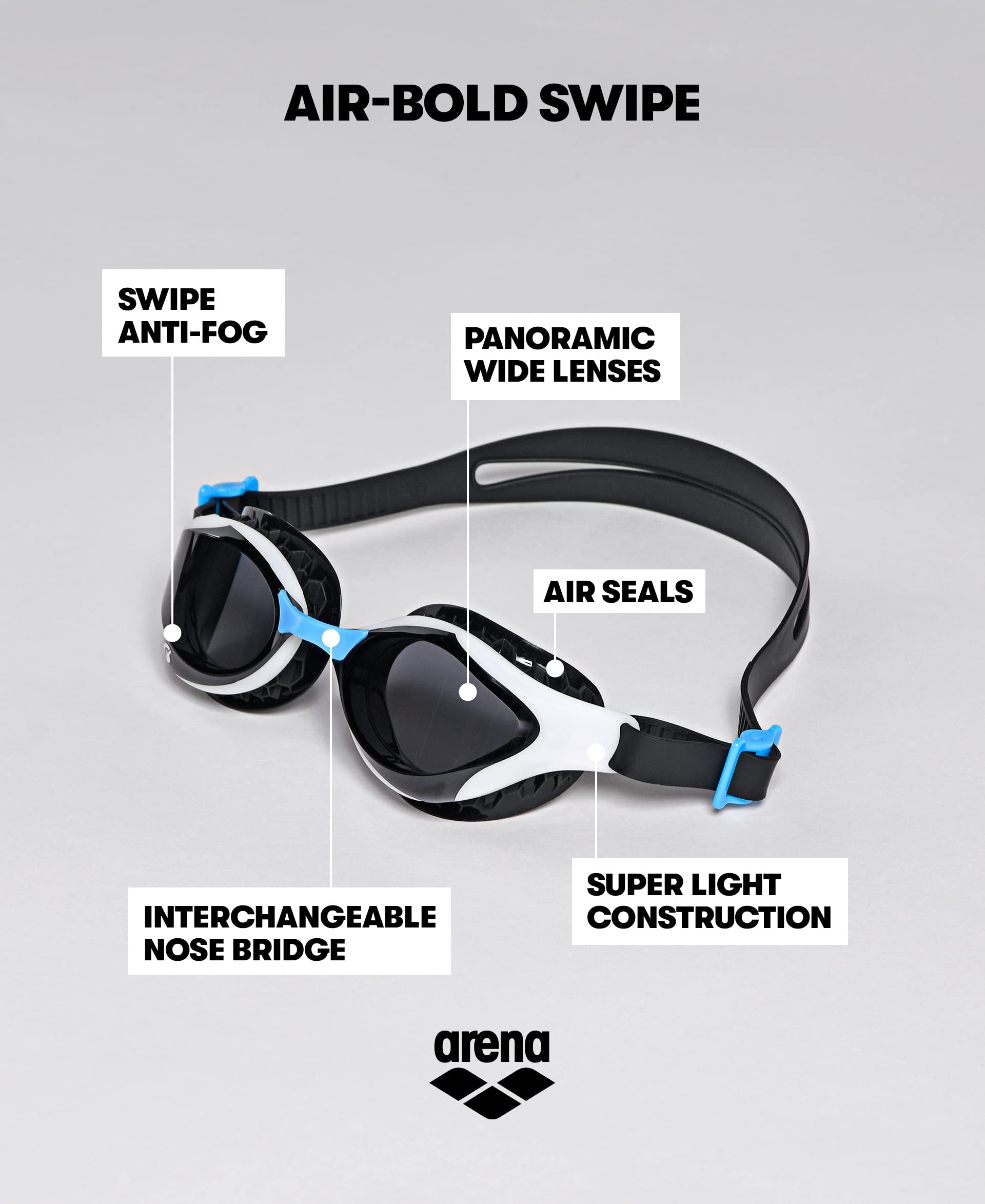 arena-air-bold-swipe-occhialini-unisex-lenti-chiare-anti-appannamento-per-fitnes image 2