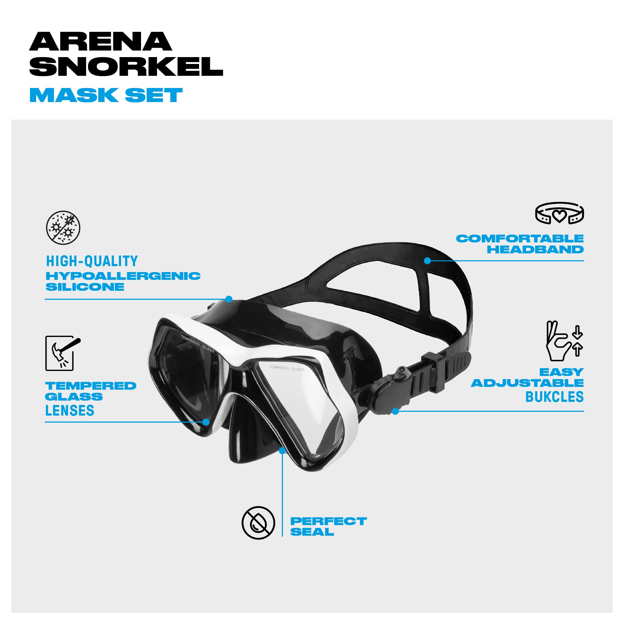 arena-set-maschera-e-boccaglio-adulti-maschera-snorkeling-unisex-con-valvola-dry image 2