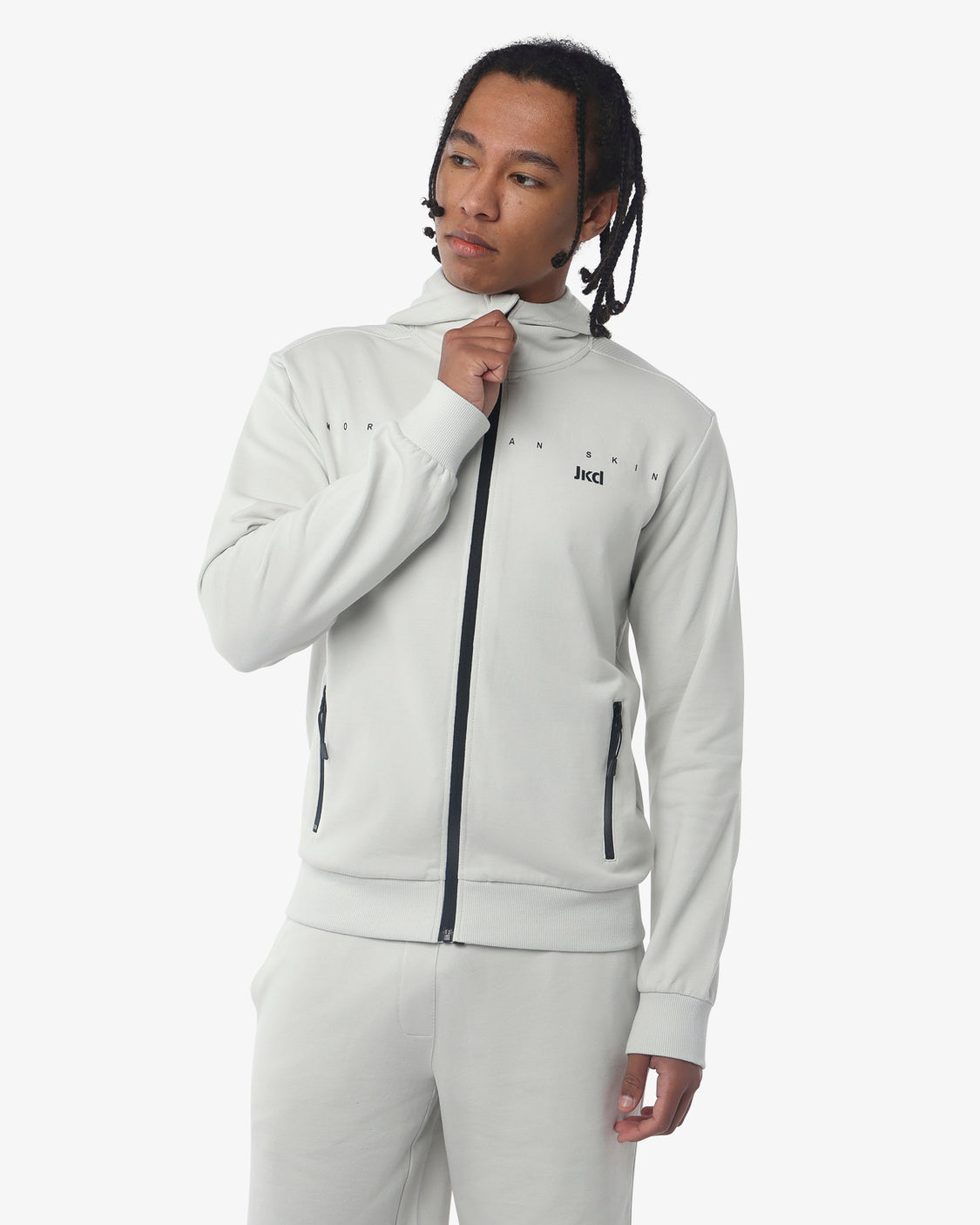 jaked-felpa-full-zip-cappuccio-kotton-mix-felpa-uomo-in-cotone-con-inserti-in-re image 2