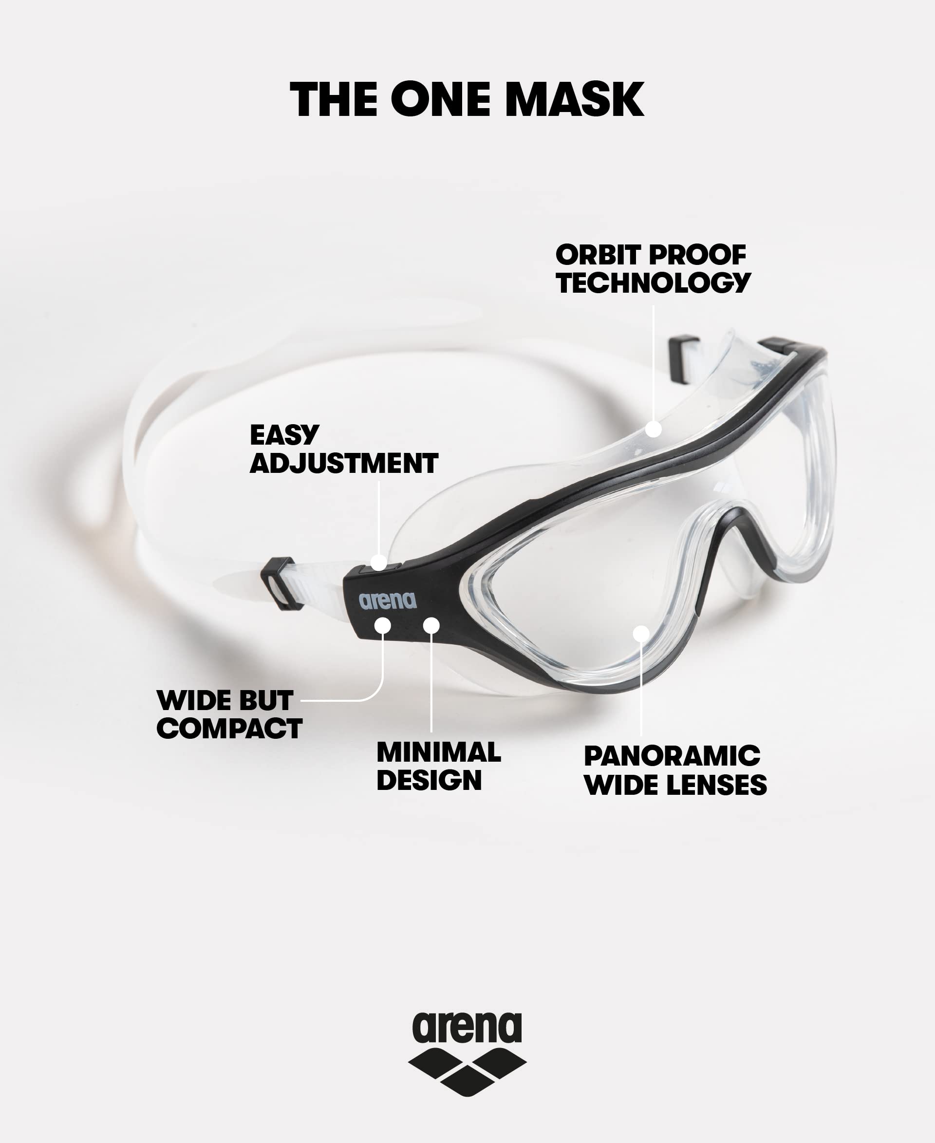 arena-the-one-mask-occhiali-da-nuoto-unisex-adulto-lente-unica-antiappannante-pr image 2