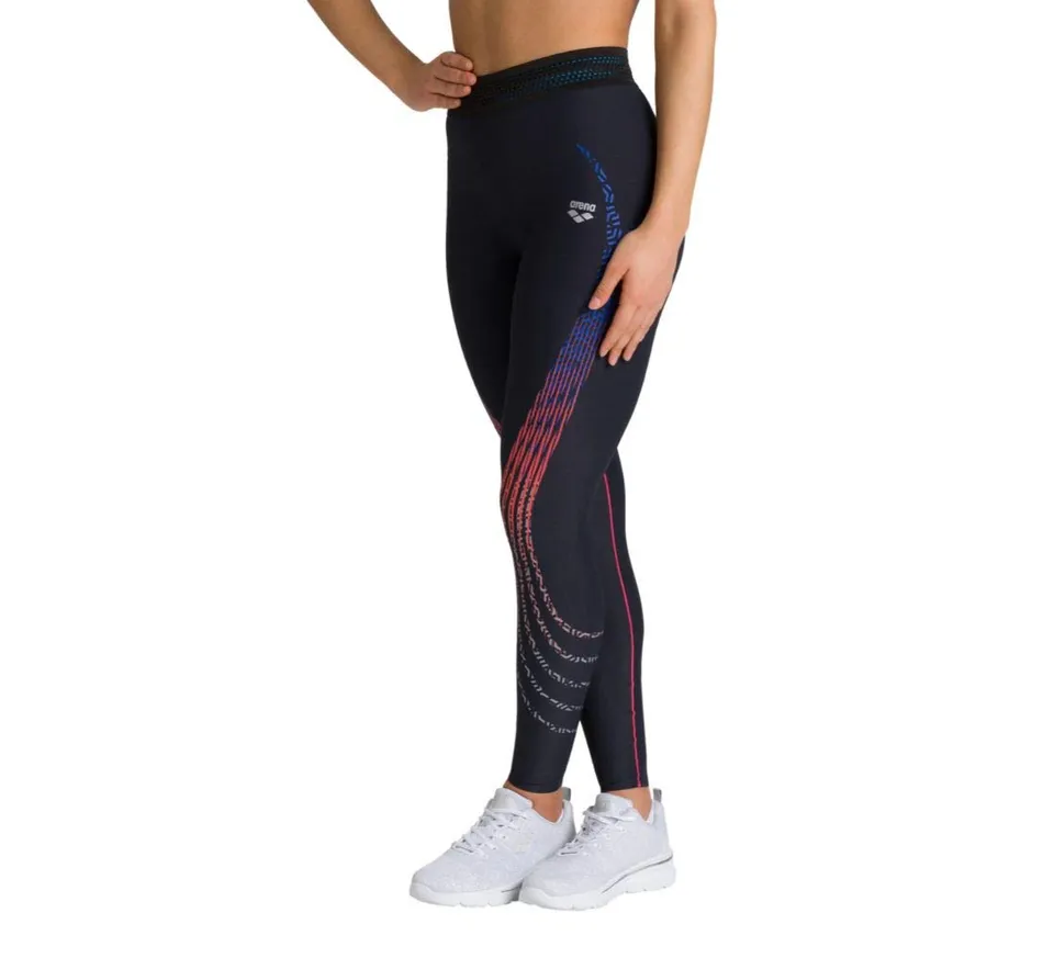 arena-w-a-one-long-tights-leggings-donna-nero-fluo-rosso-taglia-l-senza-cuciture image 1