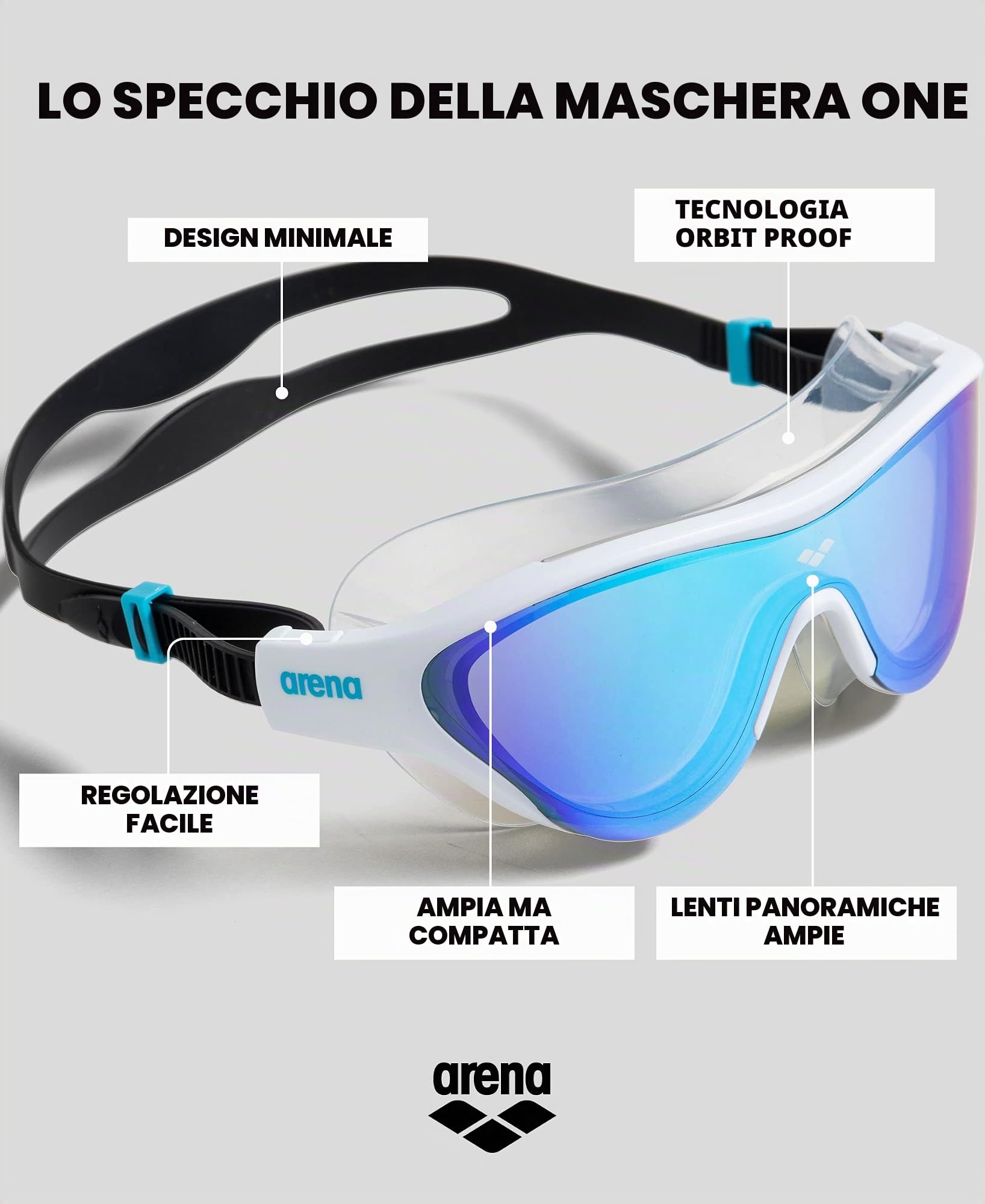 arena-the-one-mask-mirror-occhialini-nuoto-anti-appannamento-unisex-adulto image 2