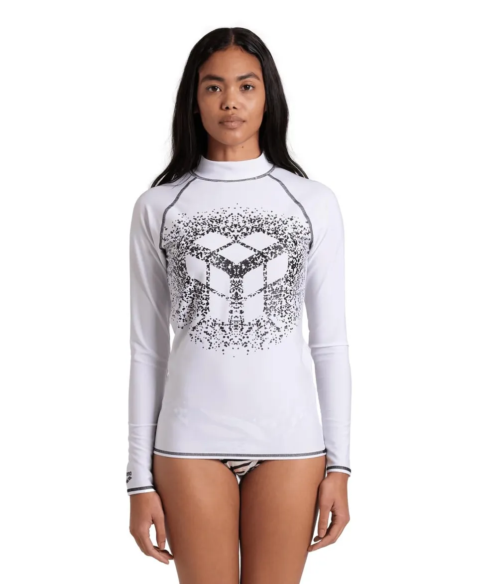 arena-women-s-rash-vest-l-s-graphic-maglia-a-maniche-lunghe-da-donna-con-protezi image 1