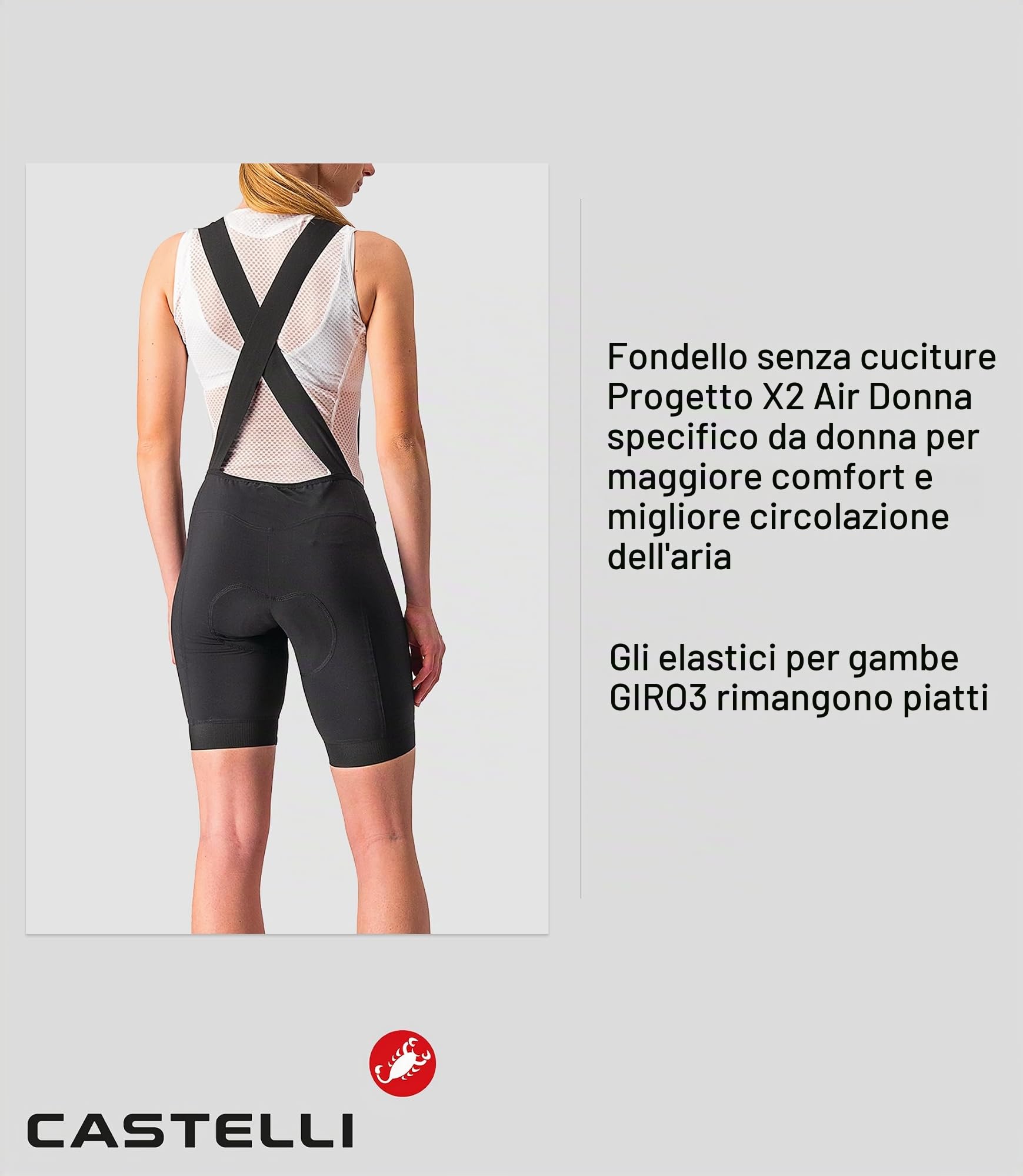 castelli-endurance-w-bibshort-salopette-da-ciclismo-donna-con-fondello-nero image 5