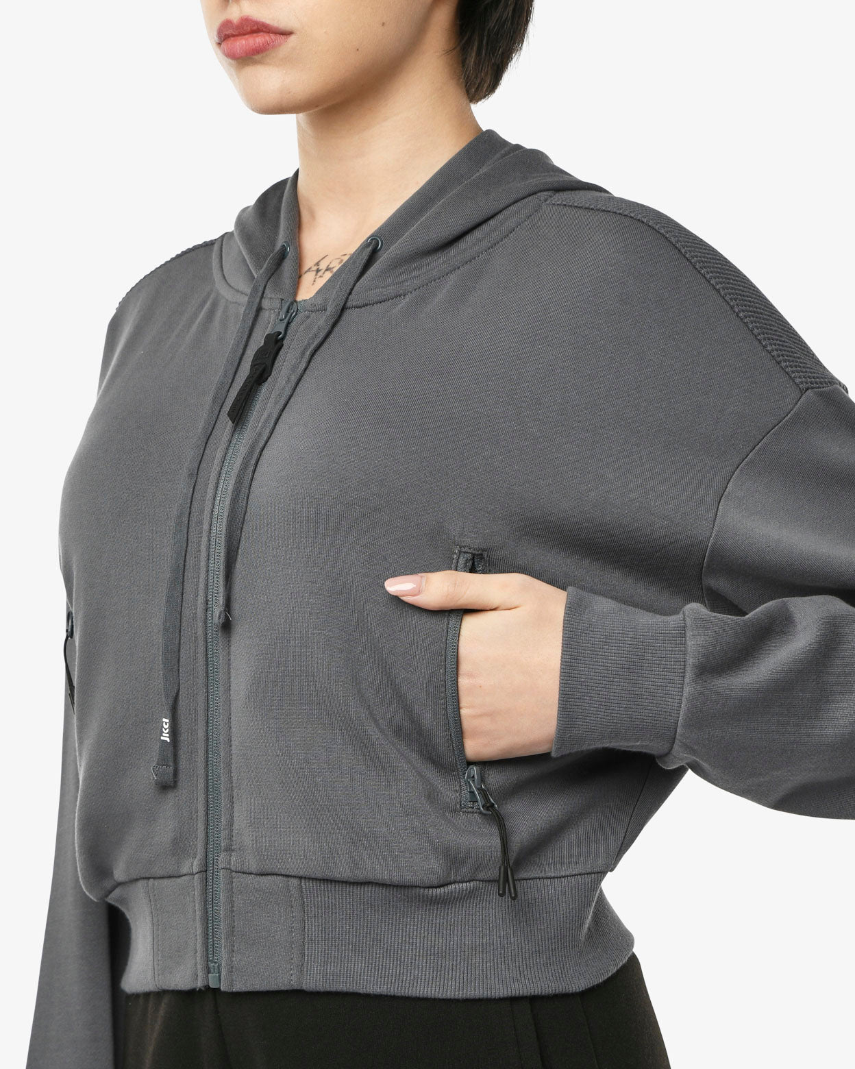 jaked-felpa-kotton-mix-con-cappuccio-e-full-zip-felpa-donna-in-cotone-e-rete-str image 3