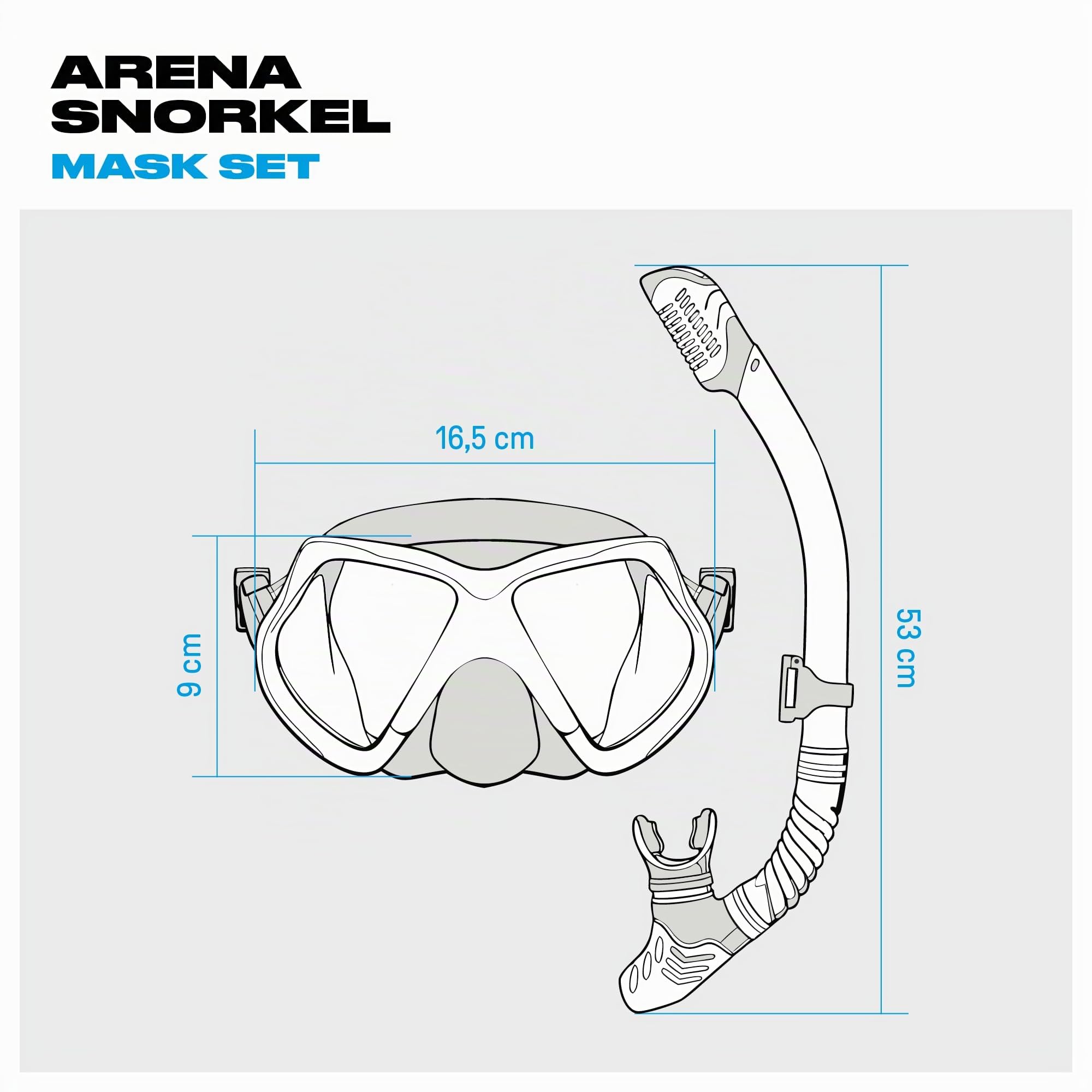 arena-set-maschera-e-boccaglio-adulti-maschera-snorkeling-unisex-con-valvola-dry image 4