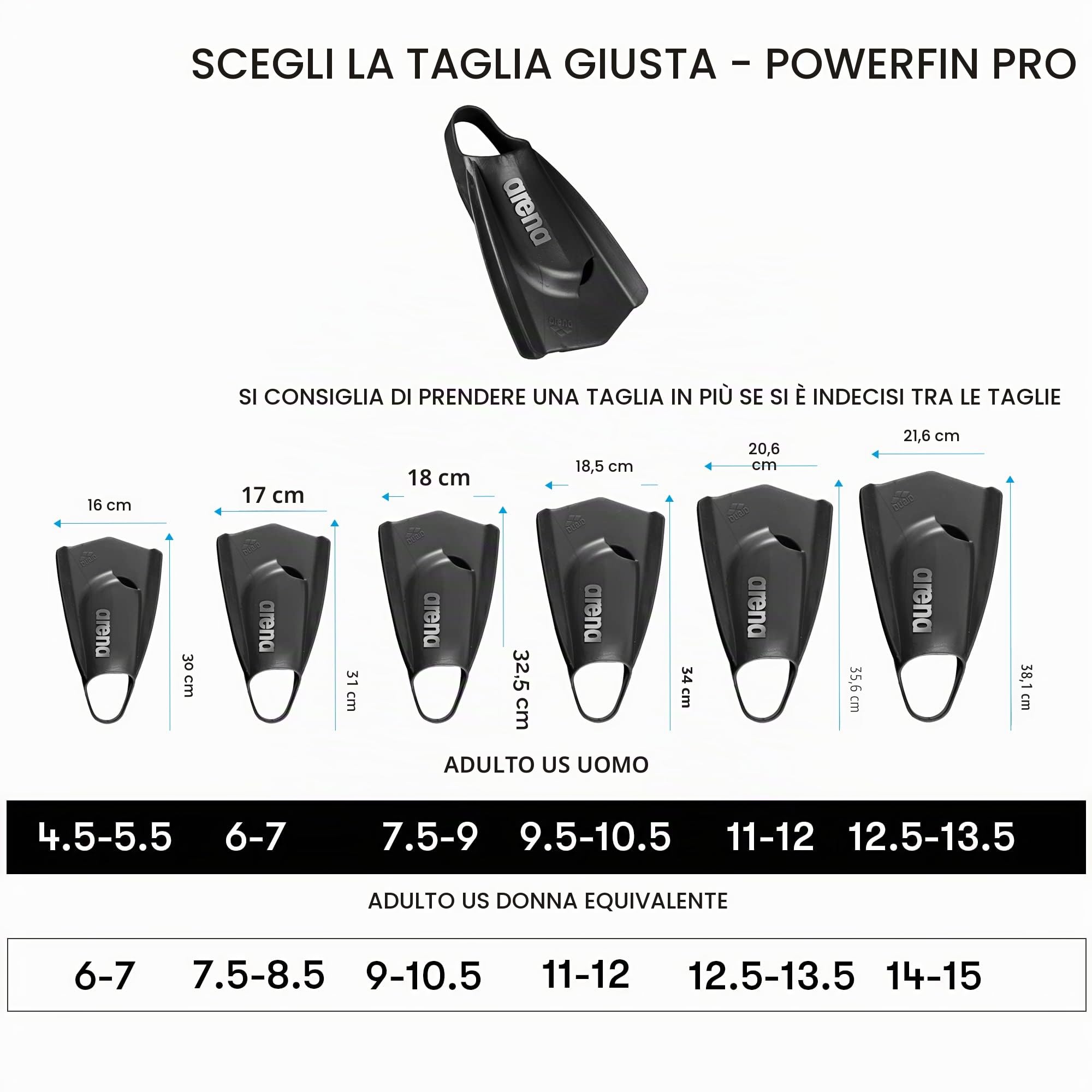 arena-powerfin-pro-ii-pinne-corte-in-silicone-per-nuoto-unisex-lama-corta-e-tall image 5